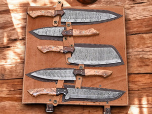Handmade Damascus Steel Kitchen Knives Set – Rosewood Handle by Damascus Knife Store, Southern lifestyle apparel detail photo 3