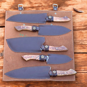 Handmade Damascus Steel Kitchen Knives Set – Rosewood Handle by Damascus Knife Store, Southern lifestyle apparel detail photo 4