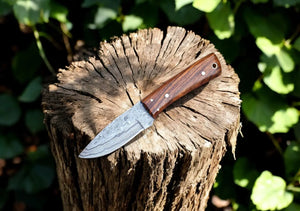 Handmade Damascus Steel Skinning Knife – 8" with Rosewood Handle by Damascus Knife Store, Damascus knife main product photo