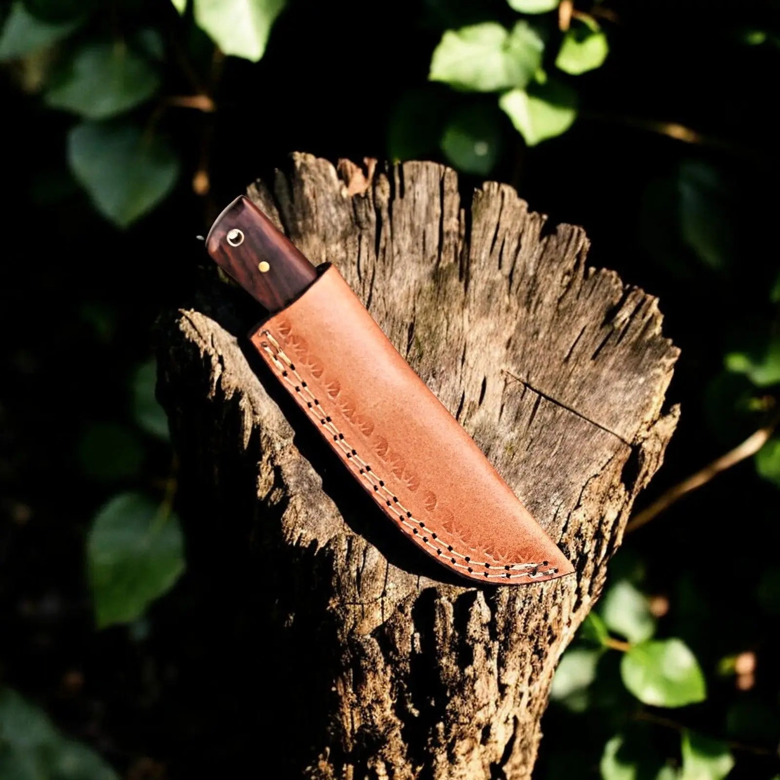 Handmade Damascus Steel Skinning Knife – 8" with Rosewood Handle by Damascus Knife Store, Damascus knife detail photo 2
