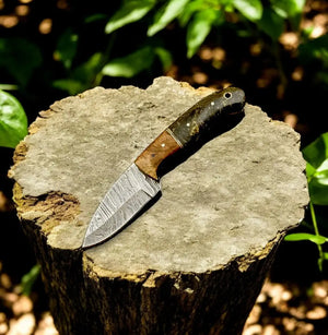 Handmade Damascus Steel Skinning Knife with Exotic Wood Handle Damascus Knife Store