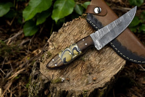 Handmade Damascus Steel Skinning Knife with Leather Sheath Damascus Knife Store