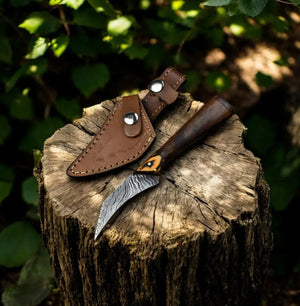 Handmade Damascus Steel Skinning Knife with Rosewood Handle Damascus Knife Store