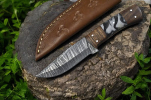 Handmade Damascus Steel Skinning Knife with Rosewood Handle Damascus Knife Store
