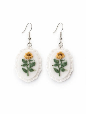 Handmade Floral Cameo Earrings – Vintage Style Flower Dangle Earrings The Tween Space