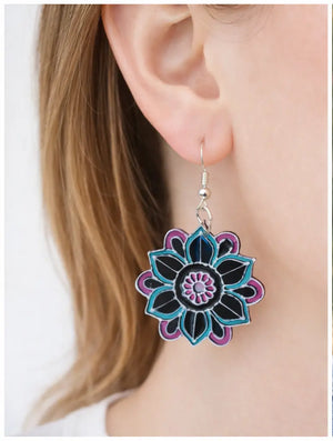 The Tween Space Floral Mandala Earrings — Lightweight Statement Dangles | Handcrafted by Nora by The Tween Space, handmade jewelry detail photo 2
