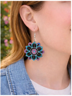 The Tween Space Floral Mandala Earrings — Lightweight Statement Dangles | Handcrafted by Nora by The Tween Space, handmade jewelry detail photo 3