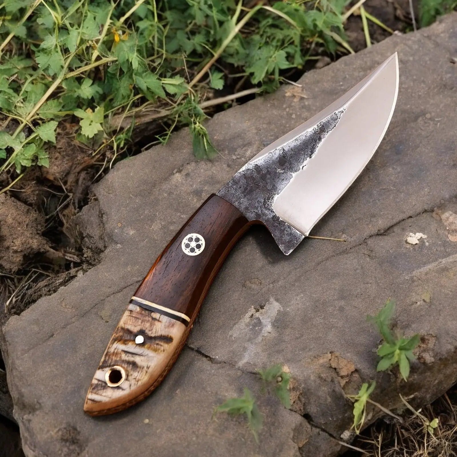 Handmade High-Carbon Steel Hunting Knife – 8" with Sheath by Damascus Knife Store, leather knife sheath main product photo