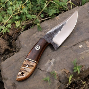 Handmade High-Carbon Steel Hunting Knife – 8" with Sheath by Damascus Knife Store, leather knife sheath main product photo