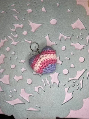 Handmade LGBTQ Heart Keychain - Colorful Crochet Pride Accessory by Klassy Krafts, 3D printed gift detail photo 6