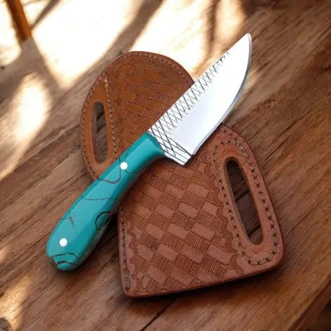 Handmade Ranch Cowboy Knife – 8" with Epoxy Resin Handle by Damascus Knife Store, Damascus knife main product photo