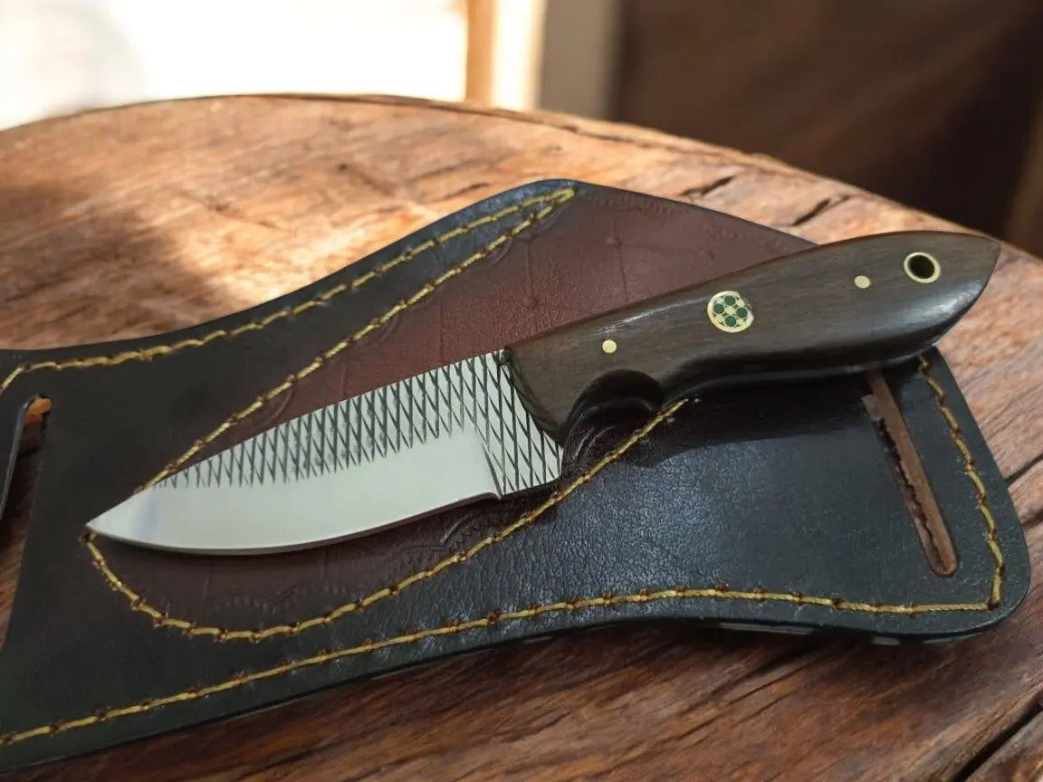 Handmade Ranch Knife with Rosewood Handle & Sheath Damascus Knife Store