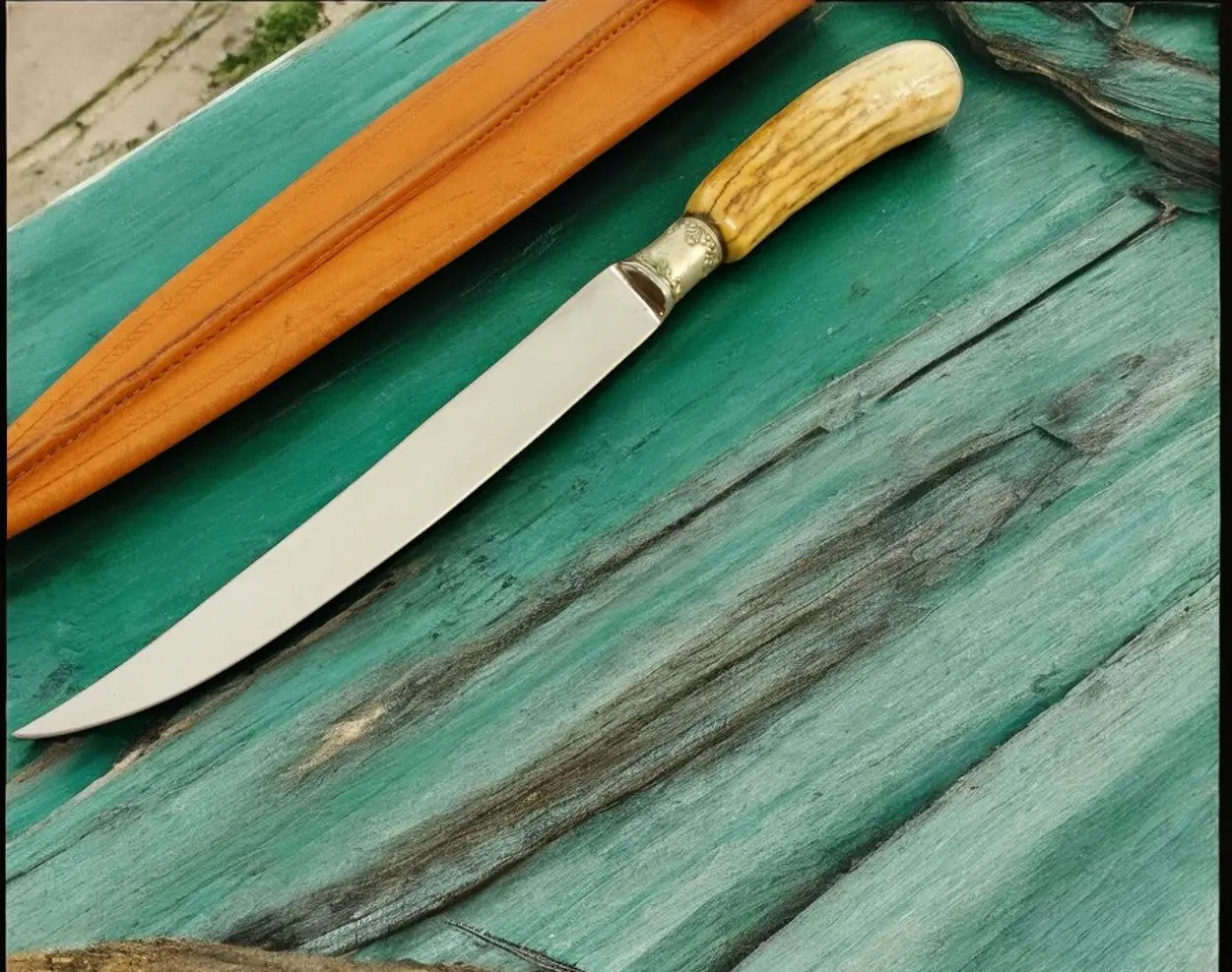 Handmade Stainless Steel Fillet Knife with Ash Wood Handle by Damascus Knife Store, Damascus knife main product photo