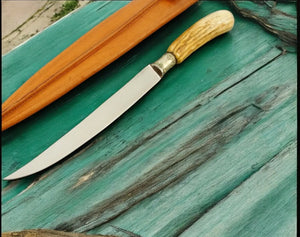 Handmade Stainless Steel Fillet Knife with Ash Wood Handle by Damascus Knife Store, Damascus knife main product photo