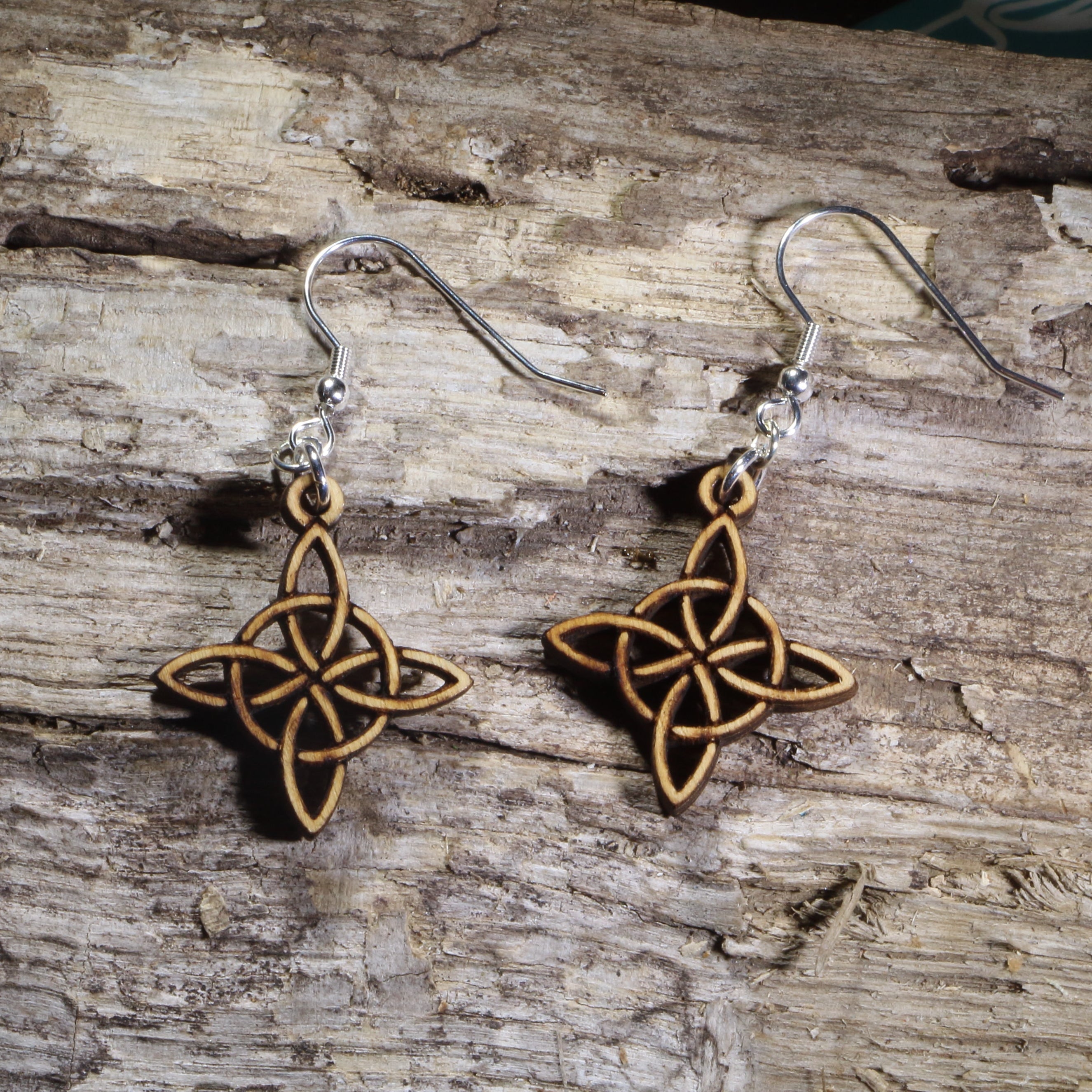 Celtic Knot Wooden Dangle Earrings | Irish Celtic Jewelry