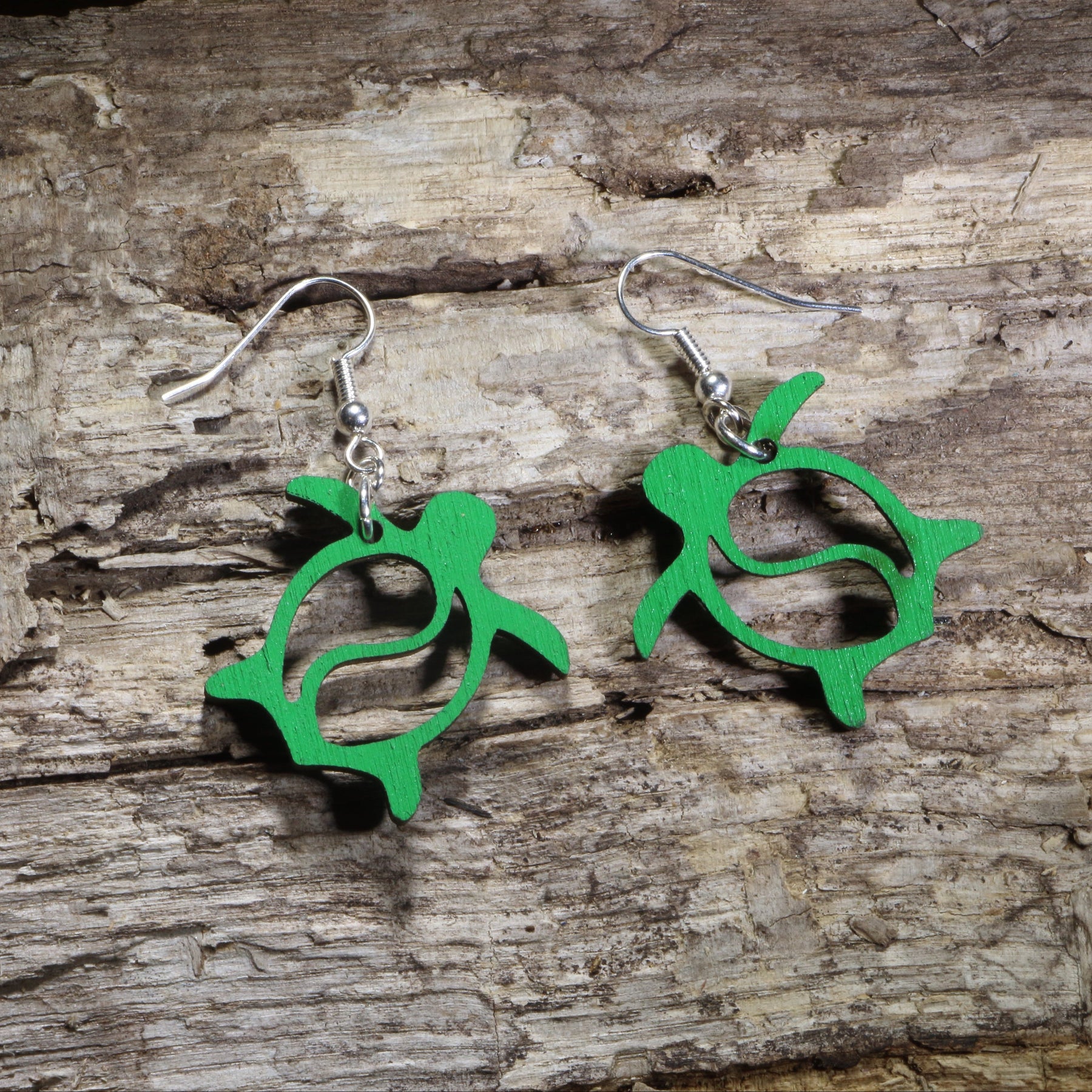 Hawaiian Sea Turtle Wooden Dangle Earrings | Ocean Jewelry