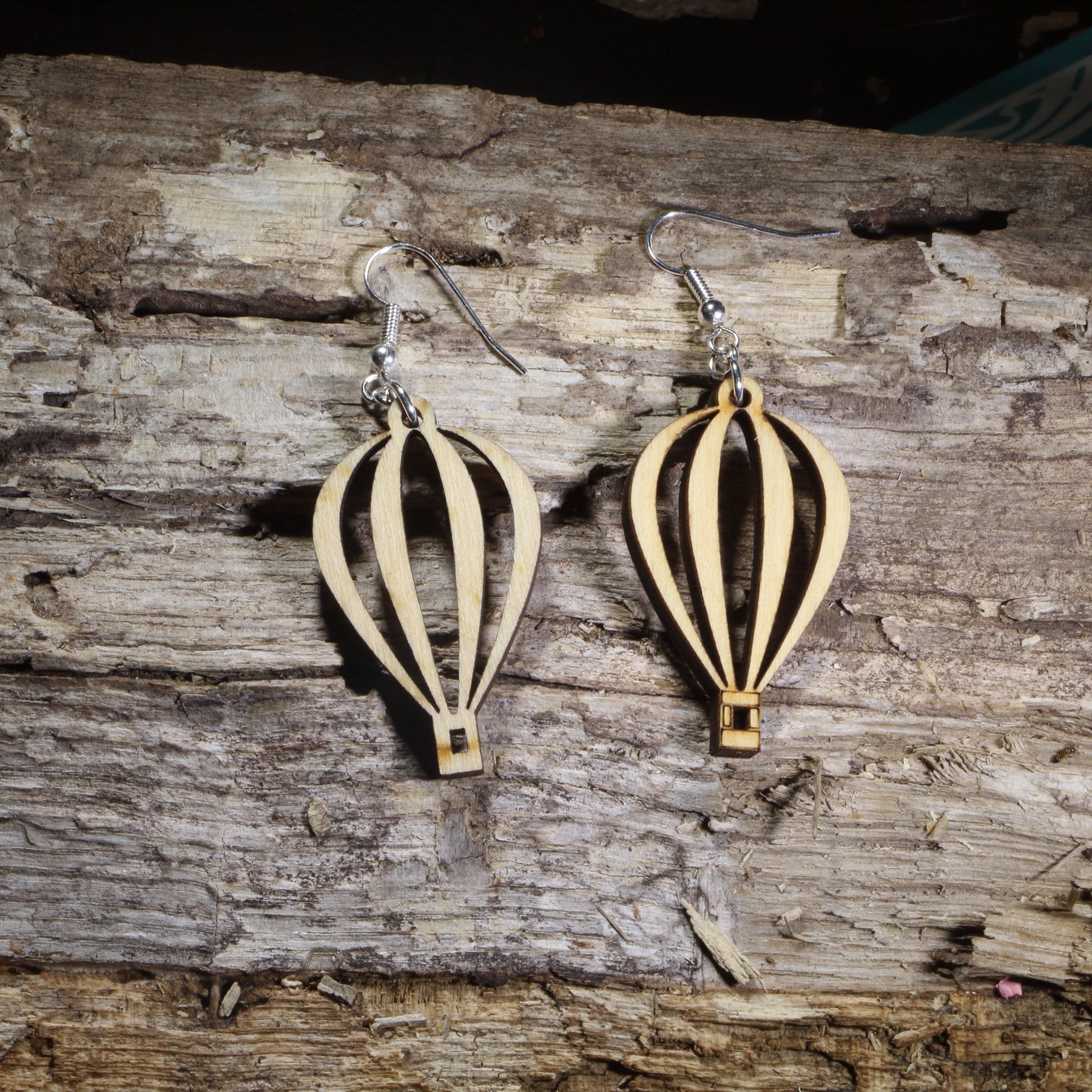 Hot Air Balloon Wooden Dangle Earrings | Travel Jewelry