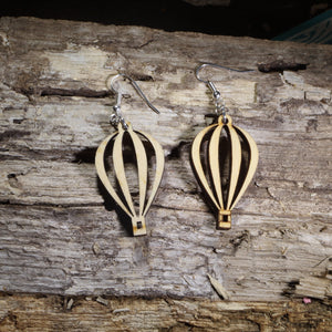Hot Air Balloon Wooden Dangle Earrings | Travel Jewelry