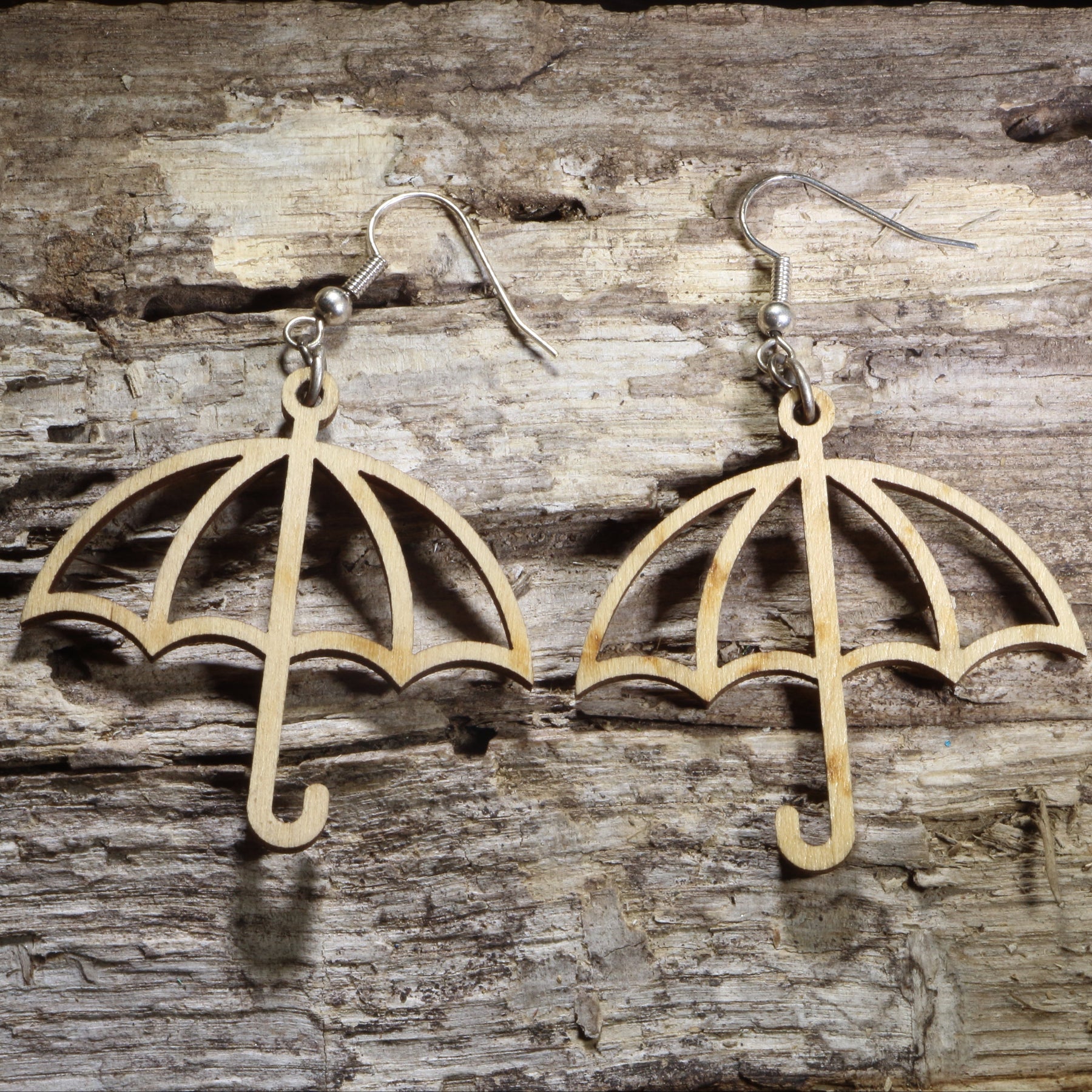 Rainy Day Umbrella Wooden Dangle Earrings | Weather Jewelry by Cate's Concepts, LLC