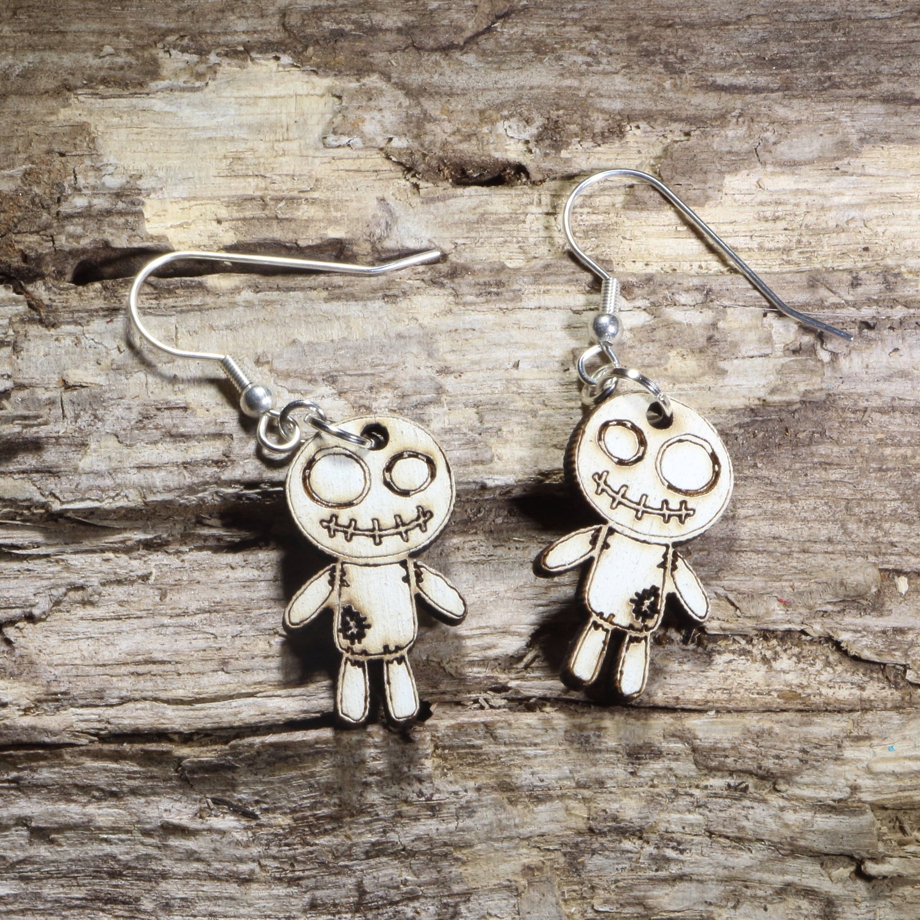 Voodoo Doll Wooden Earrings | Mardi Gras Gothic Jewelry by Cate's Concepts, LLC