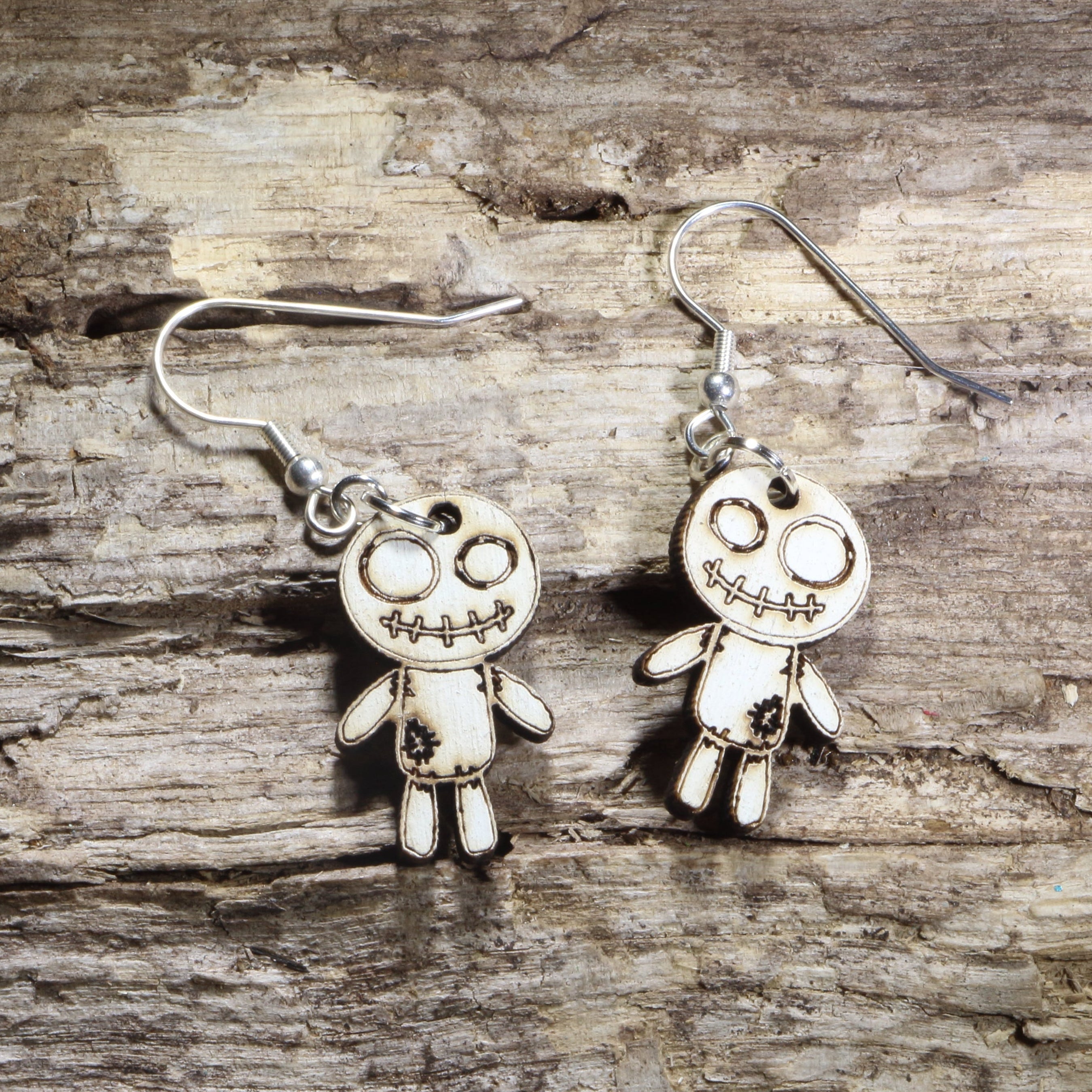 Voodoo Doll Wooden Earrings | Mardi Gras Gothic Jewelry by Cate's Concepts, LLC
