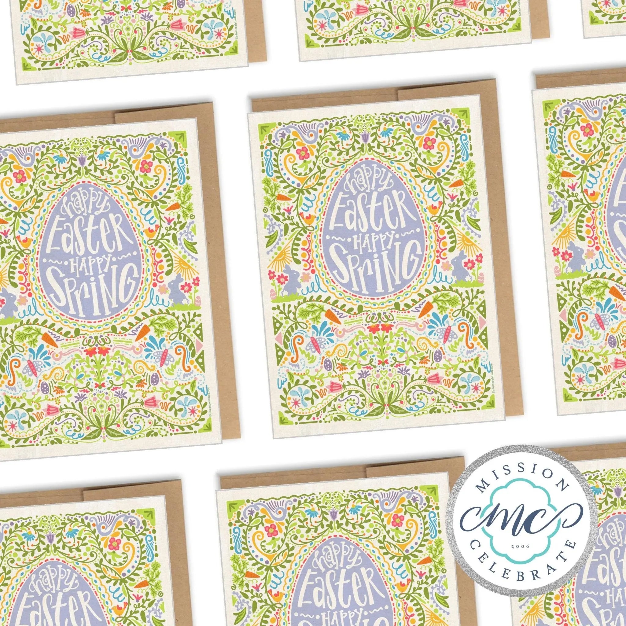 Happy Easter Happy Spring Greeting Cards (A7 Size 5"x7" folded note note card with envelope) Mission Celebrate