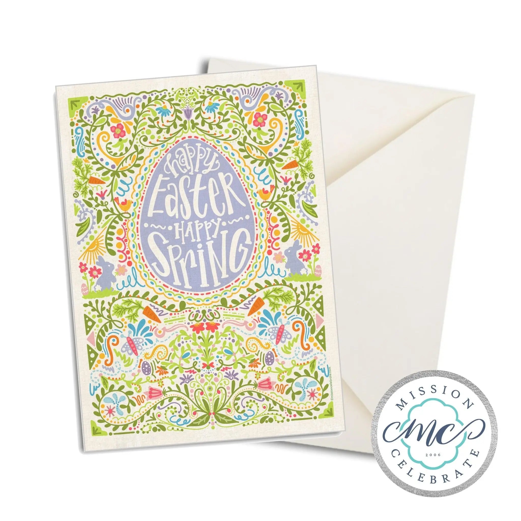 Happy Easter Happy Spring Greeting Cards (A7 Size 5"x7" folded note note card with envelope) Mission Celebrate
