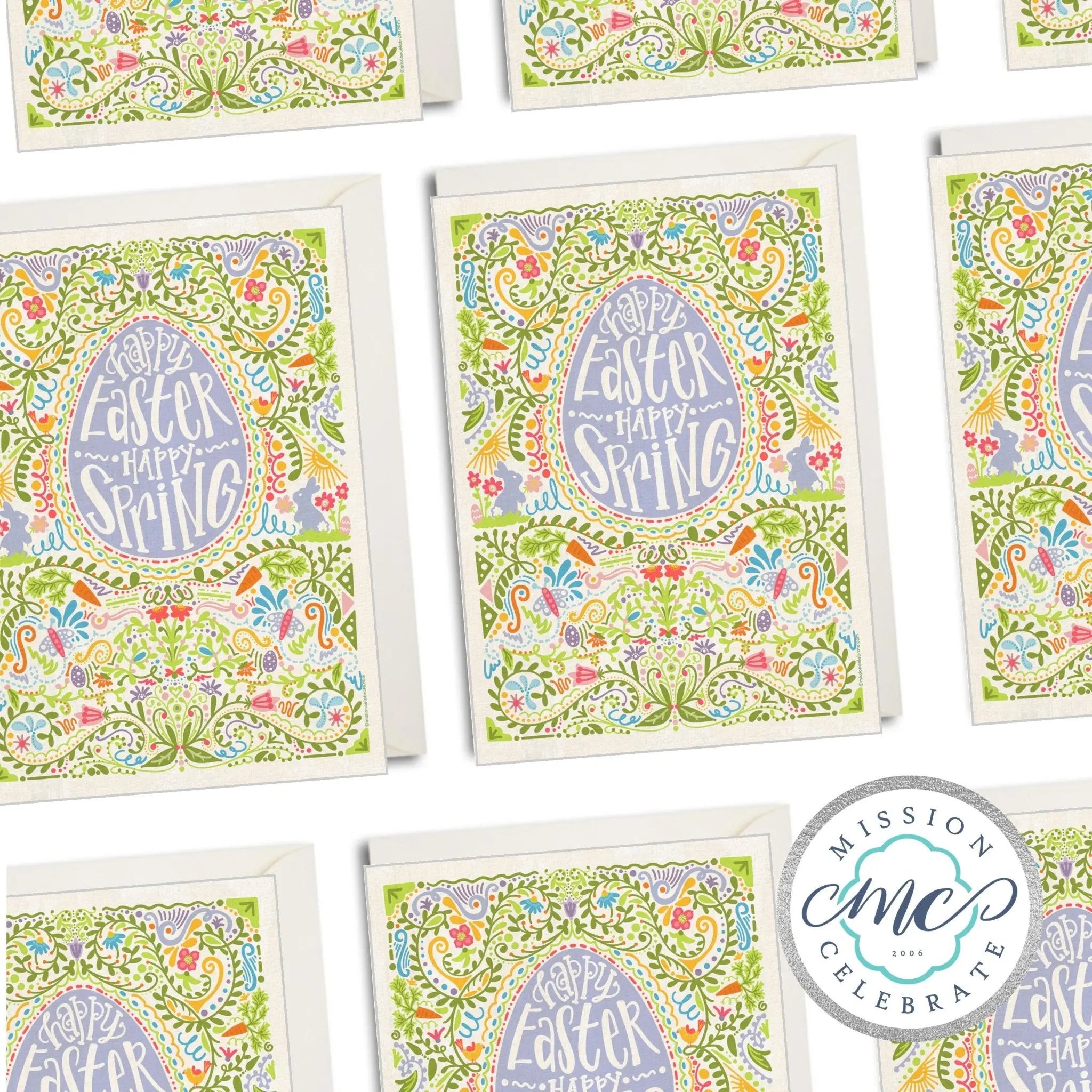 Happy Easter Happy Spring Greeting Cards (A7 Size 5"x7" folded note note card with envelope) Mission Celebrate
