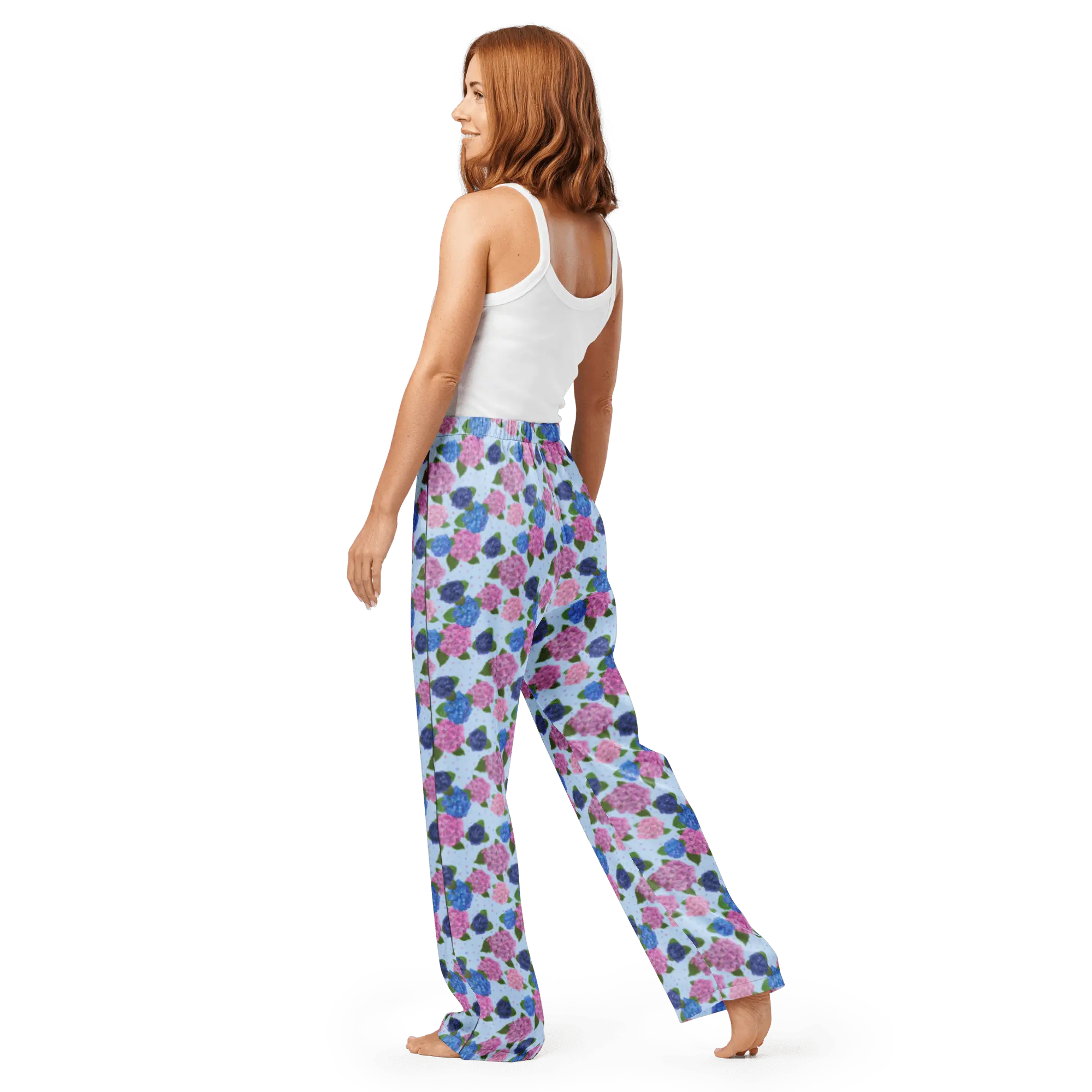 Hydrangea Pajama Pants: Women's Watercolor Floral Loungewear from Main Street Collective