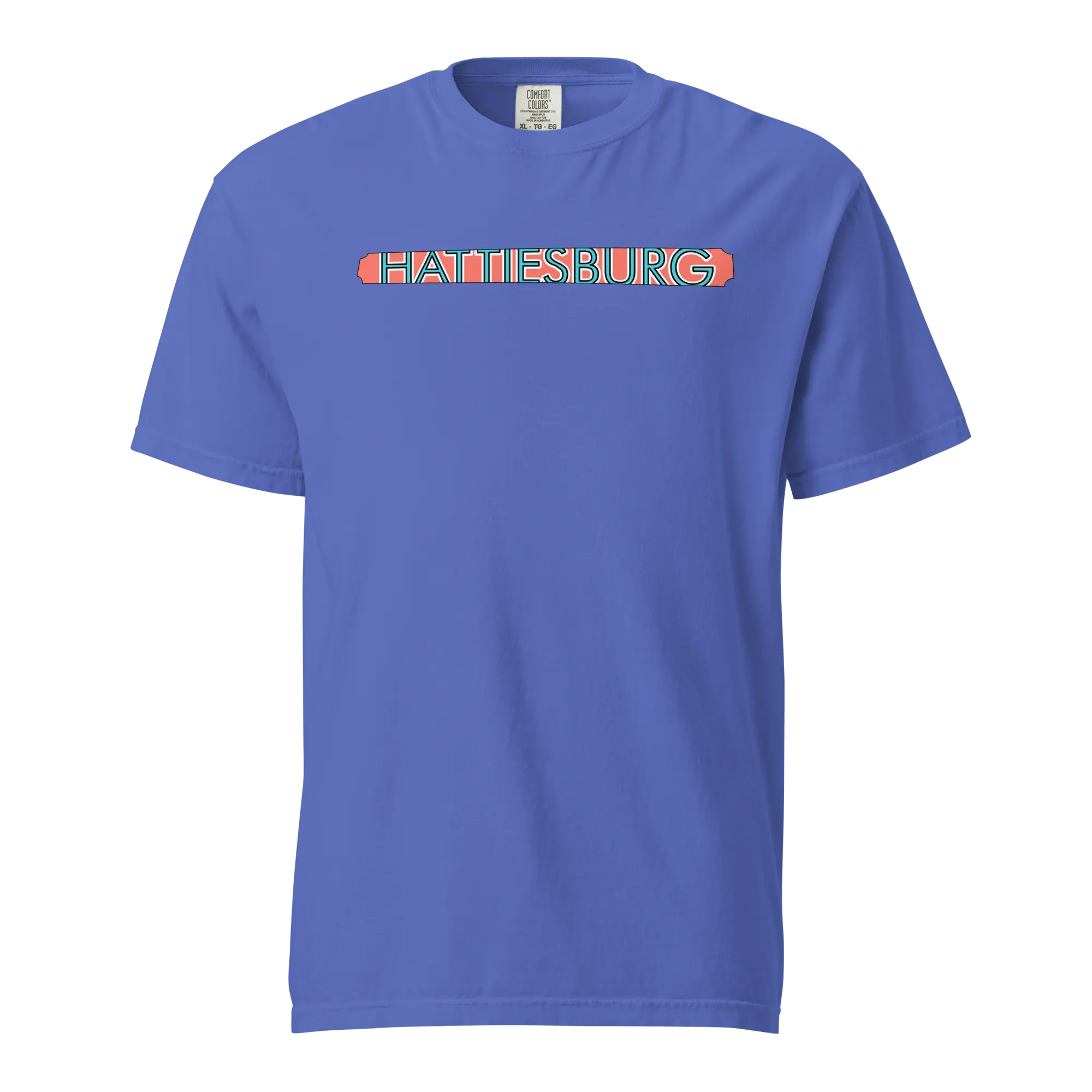 Hattiesburg Mississippi T-Shirt - Leslie Gonce Collage Art - Comfort Colors Blue Tee - Main Street Collective