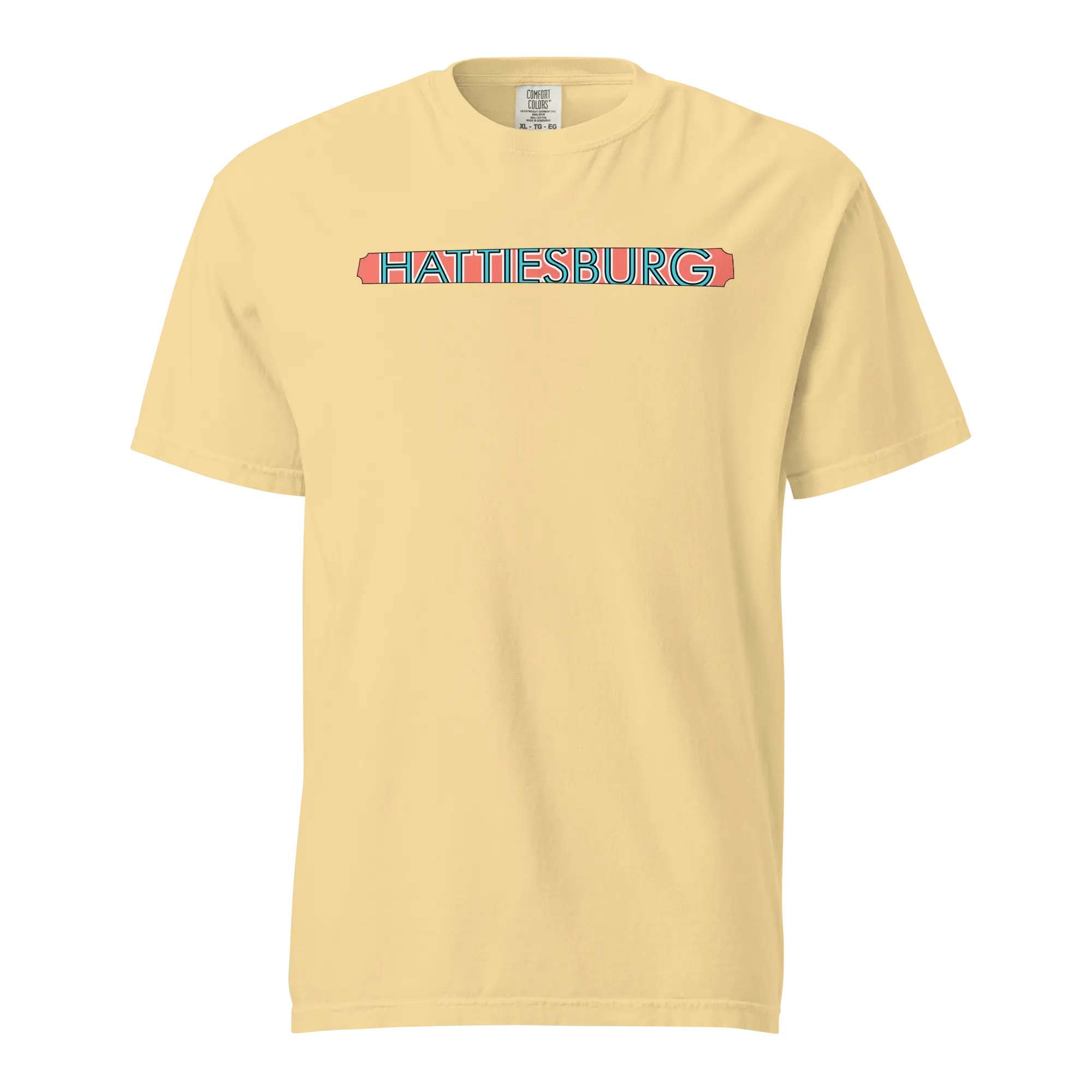 Hattiesburg MS T-Shirt: Hub City Collage Art Tee by Mississippi Artist on Comfort Colors Shirt. Souvenir Shirt Main Street Collective