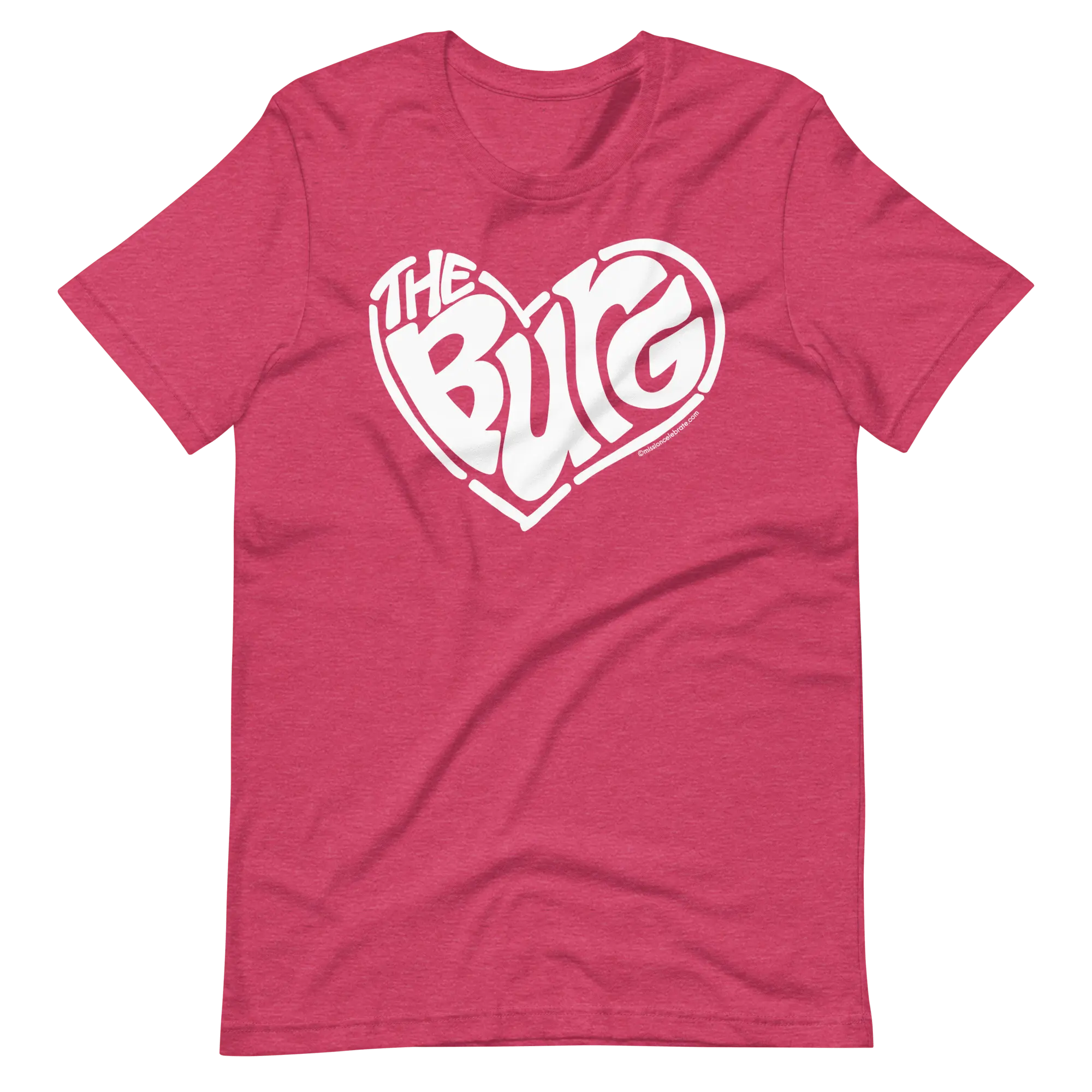 Hattiesburg The Hub City "The Burg" Handlettered Heart Art by © Leslie Gonce Bella+Canvas Short Sleeve Tee (MISSISSIPPI) Mission Celebrate