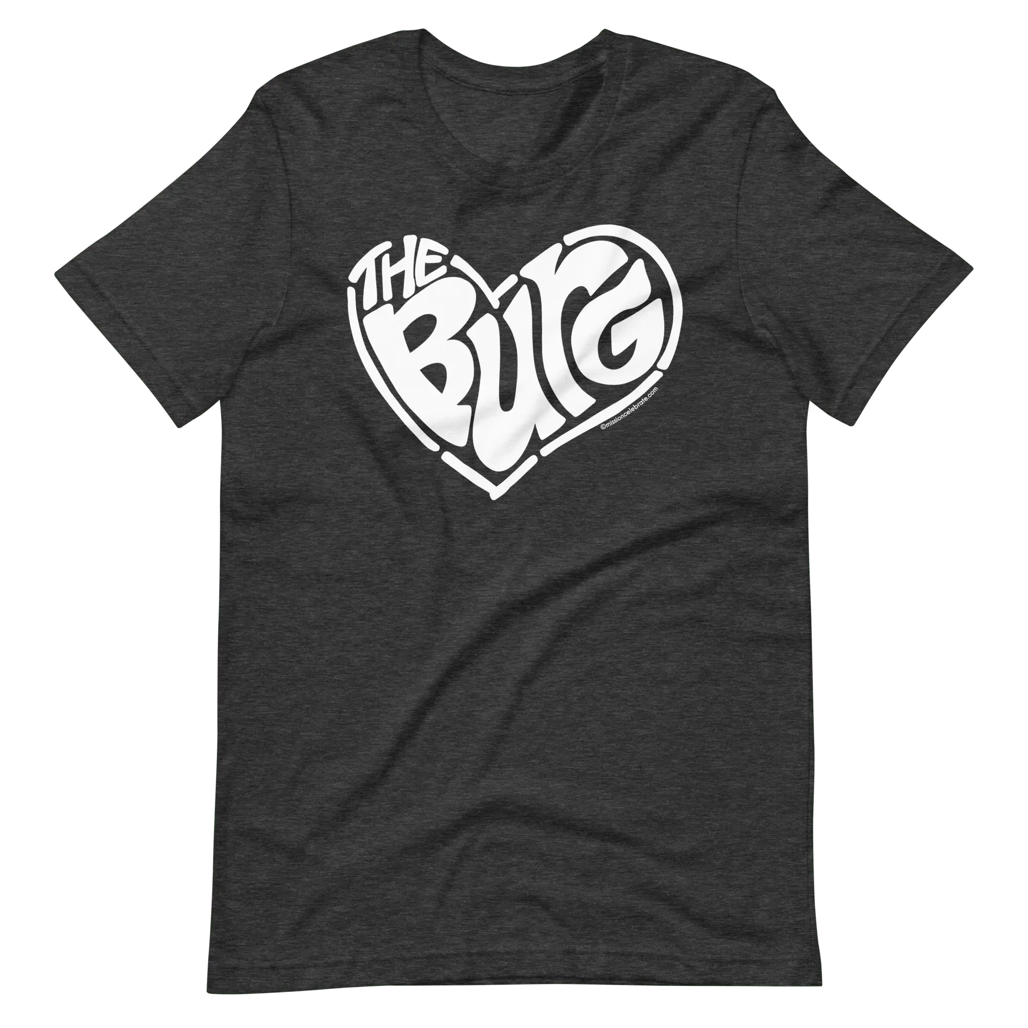 Hattiesburg The Hub City "The Burg" Handlettered Heart Art by © Leslie Gonce Bella+Canvas Short Sleeve Tee (MISSISSIPPI) Mission Celebrate