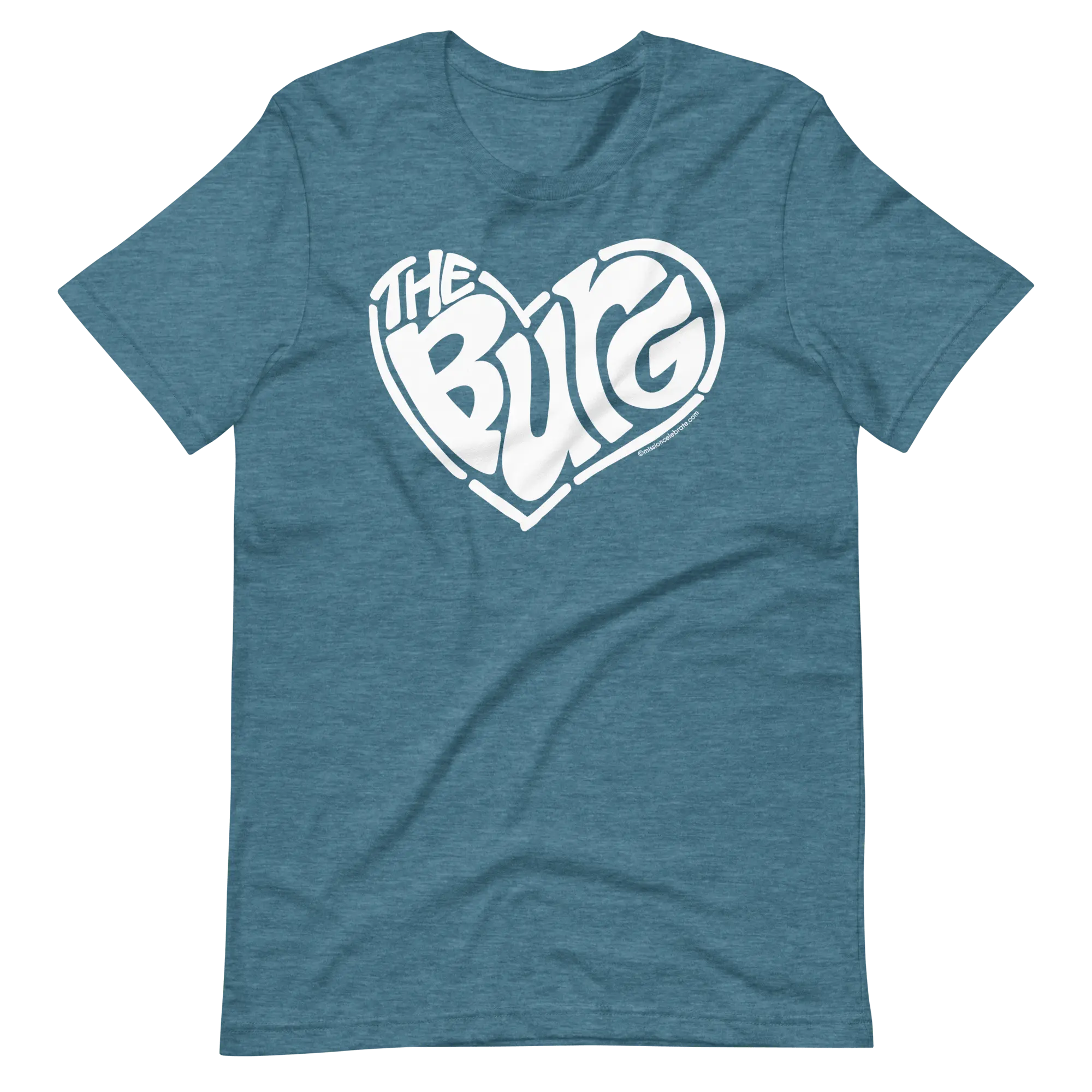 Hattiesburg The Hub City "The Burg" Handlettered Heart Art by © Leslie Gonce Bella+Canvas Short Sleeve Tee (MISSISSIPPI) Mission Celebrate