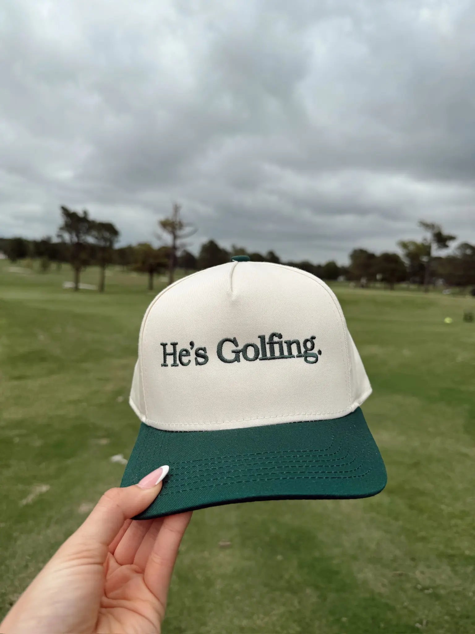 He's Golfing - Green Vintage Trucker Hat KenzKustomz