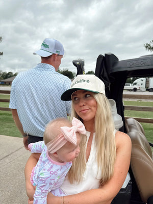 He's Golfing - Green Vintage Trucker Hat by KenzKustomz, Southern lifestyle apparel detail photo 4