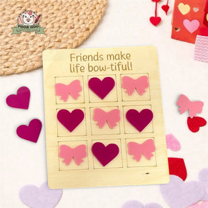 Heart and Bow Tic Tac Toe Valentine Game by Poor Hog Customs, board games main product photo