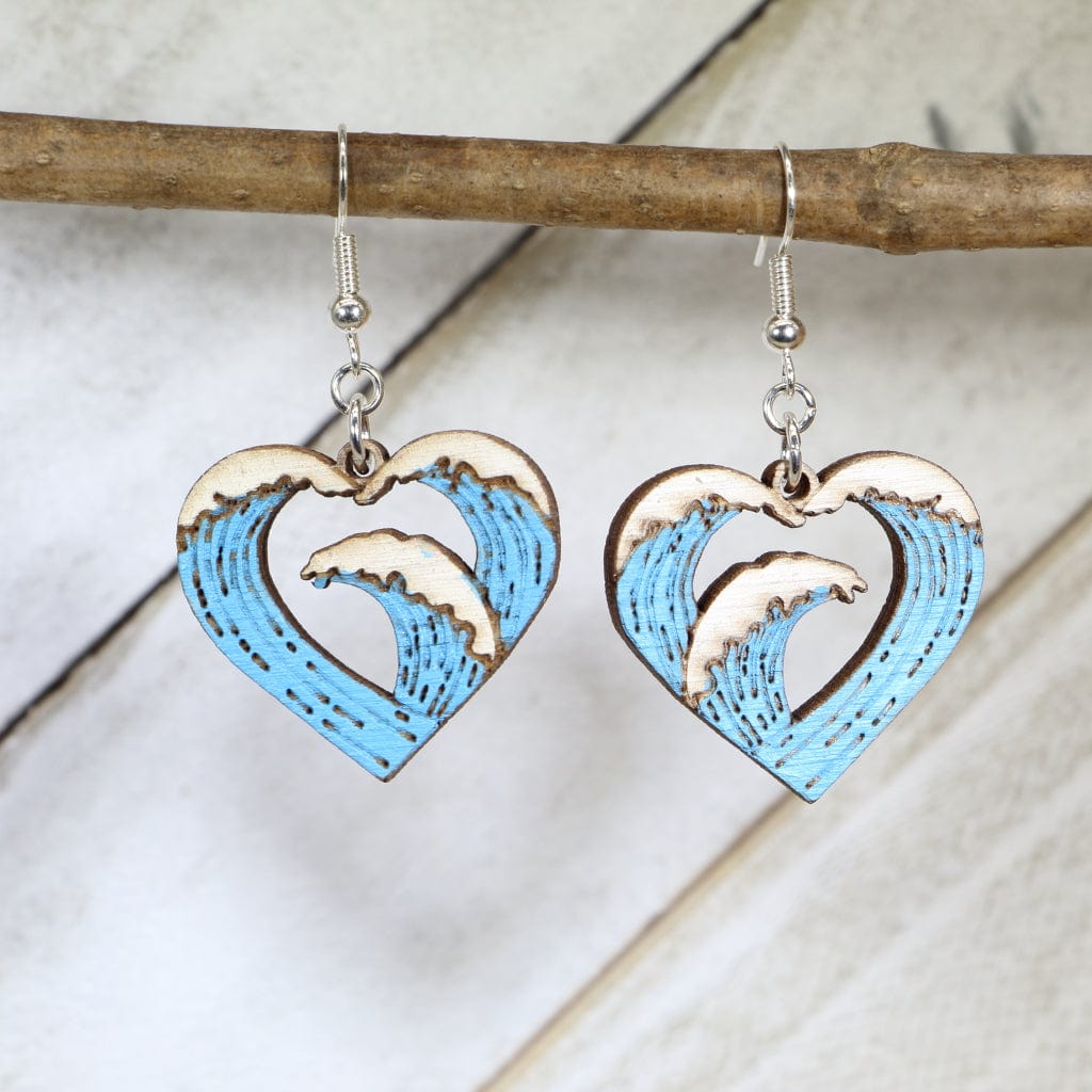 Heart Wave Wooden Dangle Earrings | Modern Love Jewelry