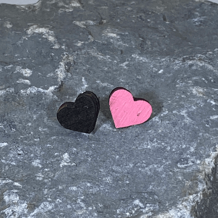 Heart Wooden Stud Earrings | Cute Everyday Jewelry by Cate's Concepts, LLC, handmade jewelry main product photo