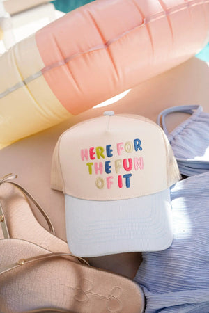 Here for the Fun of it - Baby Blue Corduroy Trucker Hat - PREORDER KenzKustomz