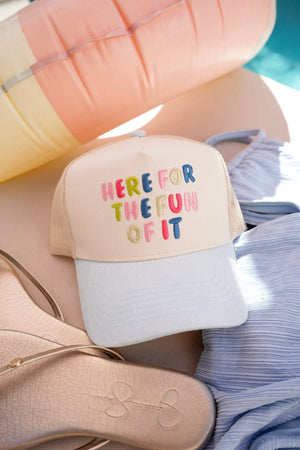 Here for the Fun of it - Baby Blue Corduroy Trucker Hat - PREORDER KenzKustomz