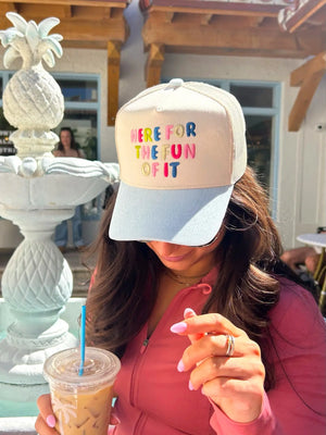 Here for the Fun of it - Baby Blue Corduroy Trucker Hat - PREORDER KenzKustomz