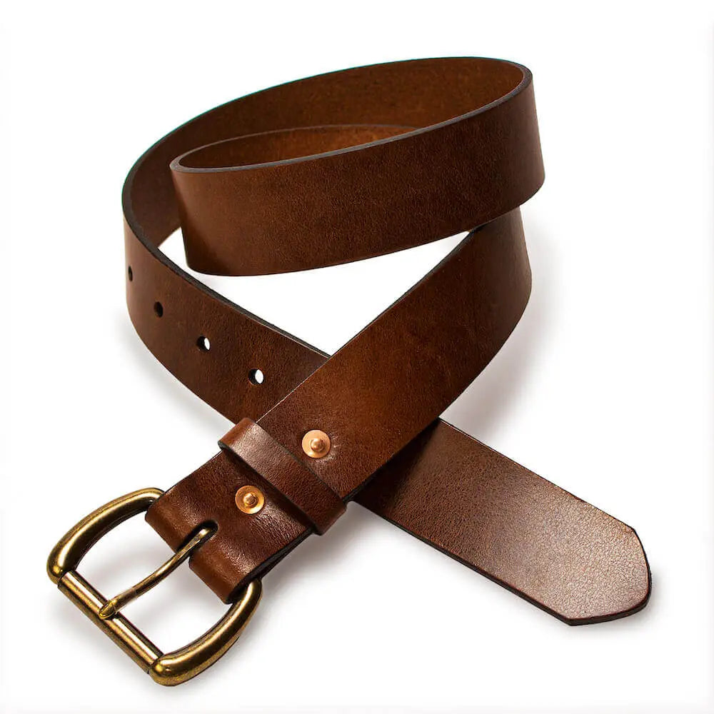 Heritage Leather Men's Belt by Mission Mercantile Leather Goods, handmade leather goods main product photo