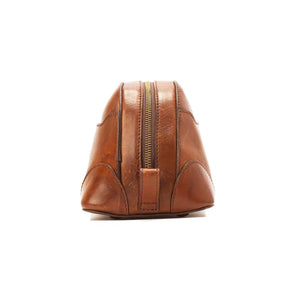 Heritage Leather Stateroom Toiletry Wash Bag by Mission Mercantile Leather Goods, natural skincare detail photo 5