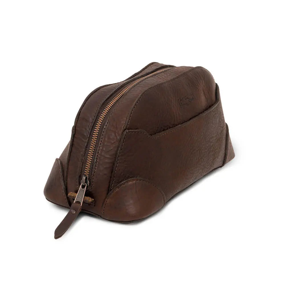 Heritage Leather Stateroom Toiletry Wash Bag by Mission Mercantile Leather Goods, natural skincare detail photo 11