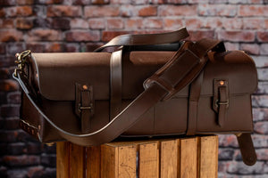 Heritage Leather Tradesman Bag by Mission Mercantile Leather Goods, handmade leather goods detail photo 2