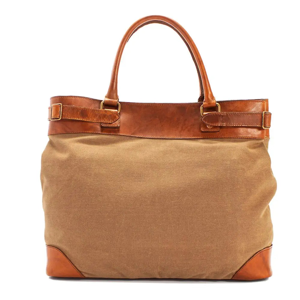 Heritage Waxed Canvas Commuter Tote by Mission Mercantile Leather Goods, handmade leather goods detail photo 2