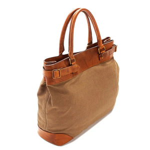 Heritage Waxed Canvas Commuter Tote by Mission Mercantile Leather Goods, handmade leather goods detail photo 3