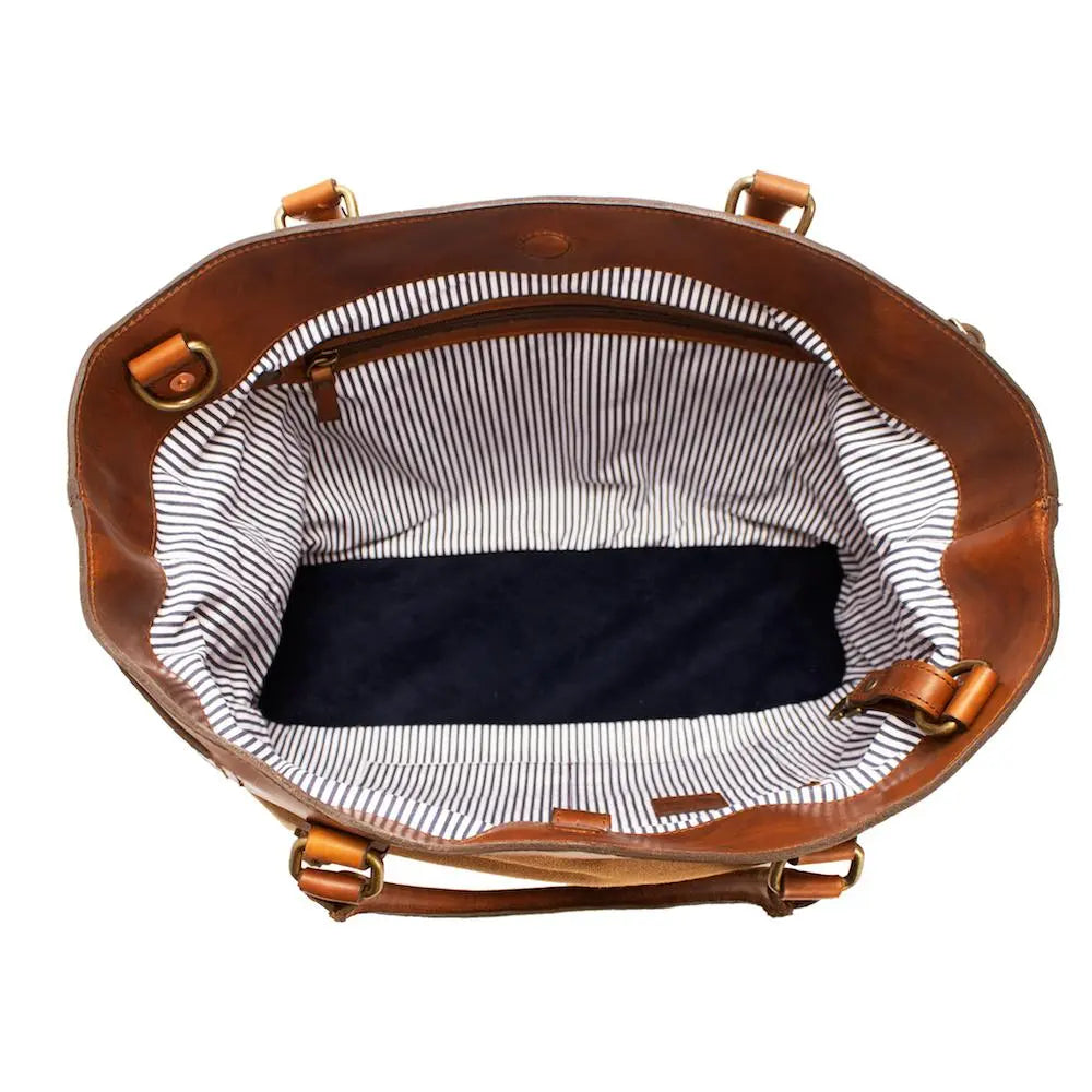 Heritage Waxed Canvas Commuter Tote by Mission Mercantile Leather Goods, handmade leather goods detail photo 9