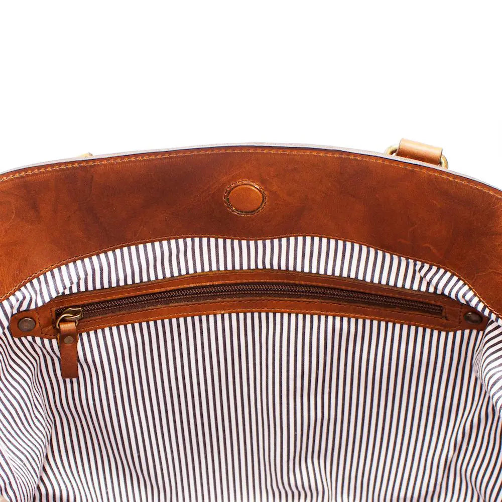 Heritage Waxed Canvas Commuter Tote by Mission Mercantile Leather Goods, handmade leather goods detail photo 12